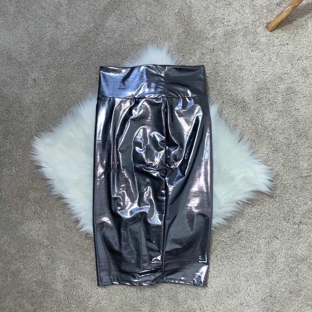 Silver Body Con Metallic Skirt